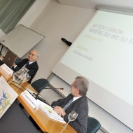 Da sinistra: Giuliano Amato,  Ferdinando Targetti, foto Alessio Coser, archivio Università di Trento     